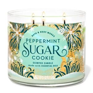 🎅 BBW Peppermint Sugar Cookie 3-Wick Candle NEW